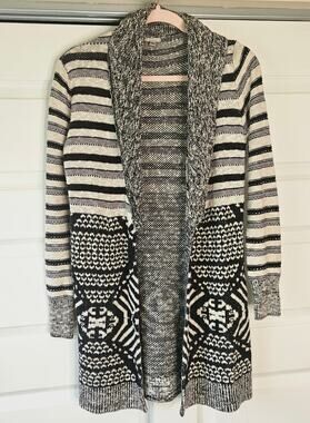 Ecote Geometric Striped Aztec Boho Duster Cardigan S